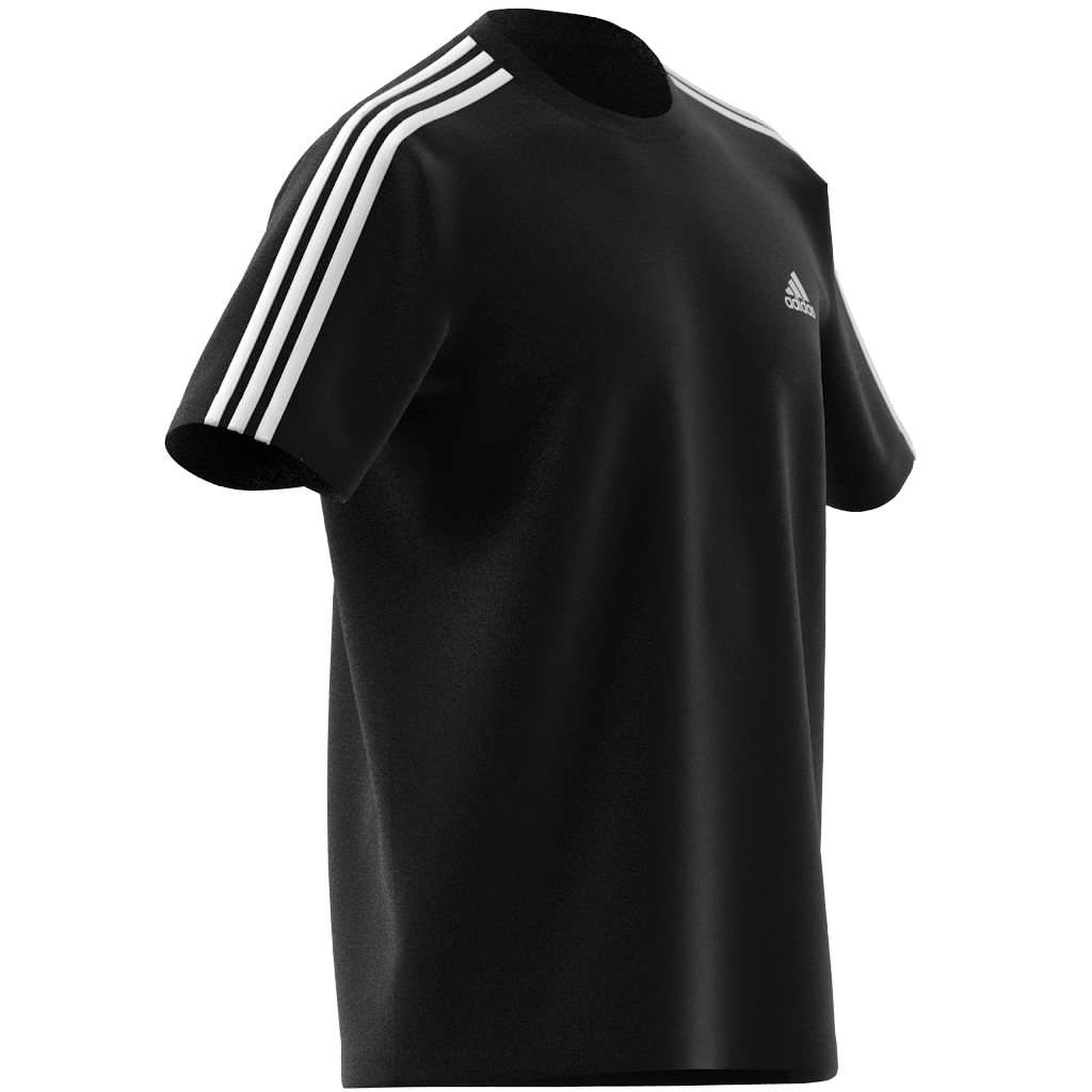 T SHIRT ESSENTIALSSINGLE JERSEY 3 STRIPES BLACK